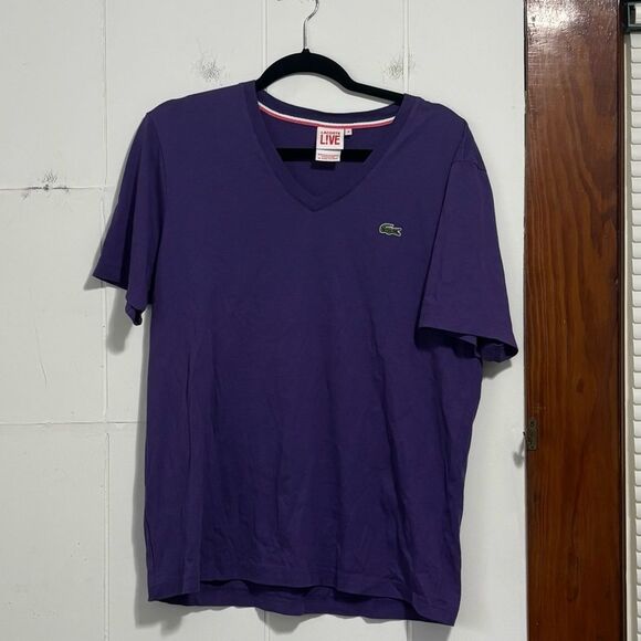 Lacoste Live Purple V-Neck Tee Size XL - Picture 1 of 4